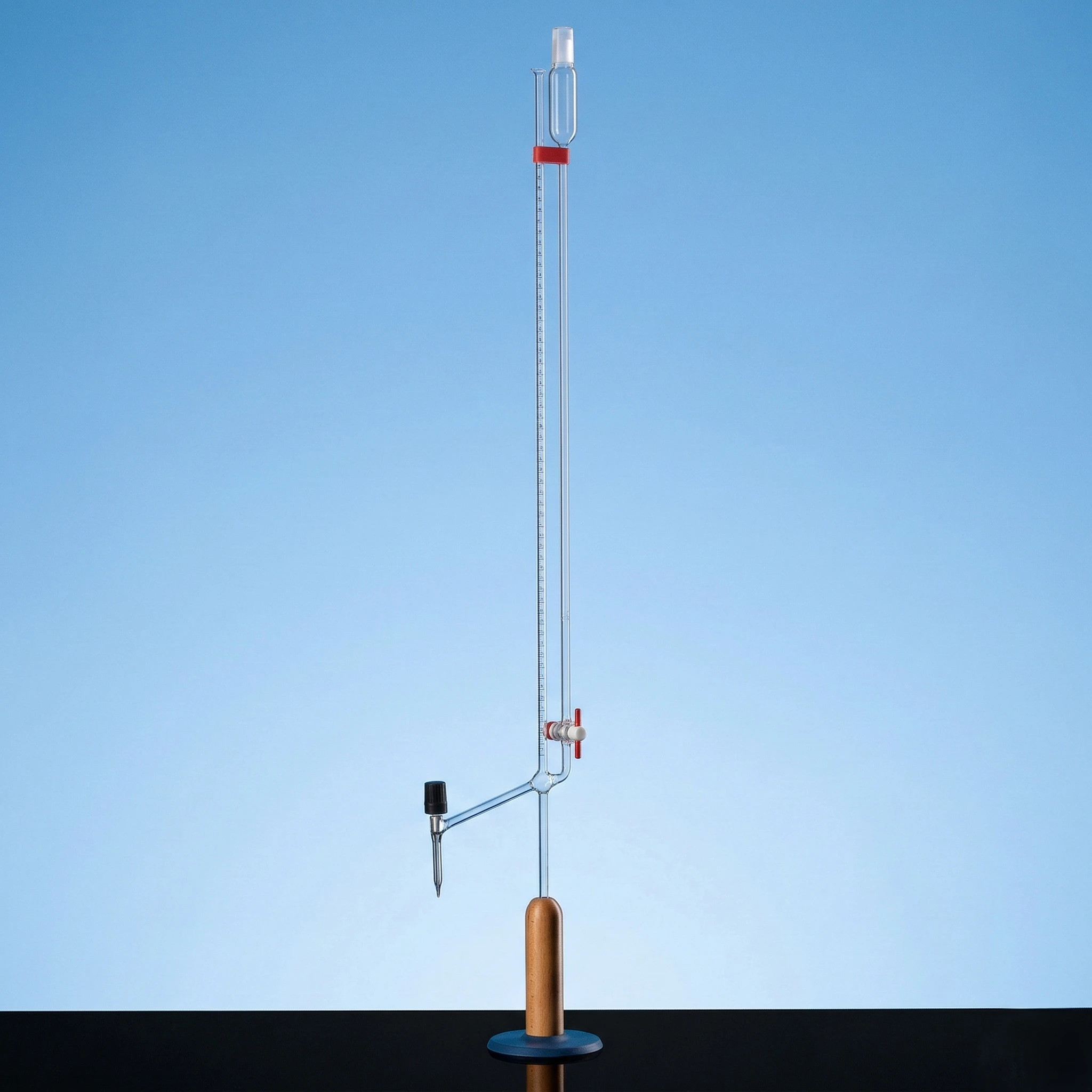 Micro burette, class AS, blue graduated, lateral PTFE valve stopcock, socket, Bang - Premium laboratory glassware from Yash Instrument Company